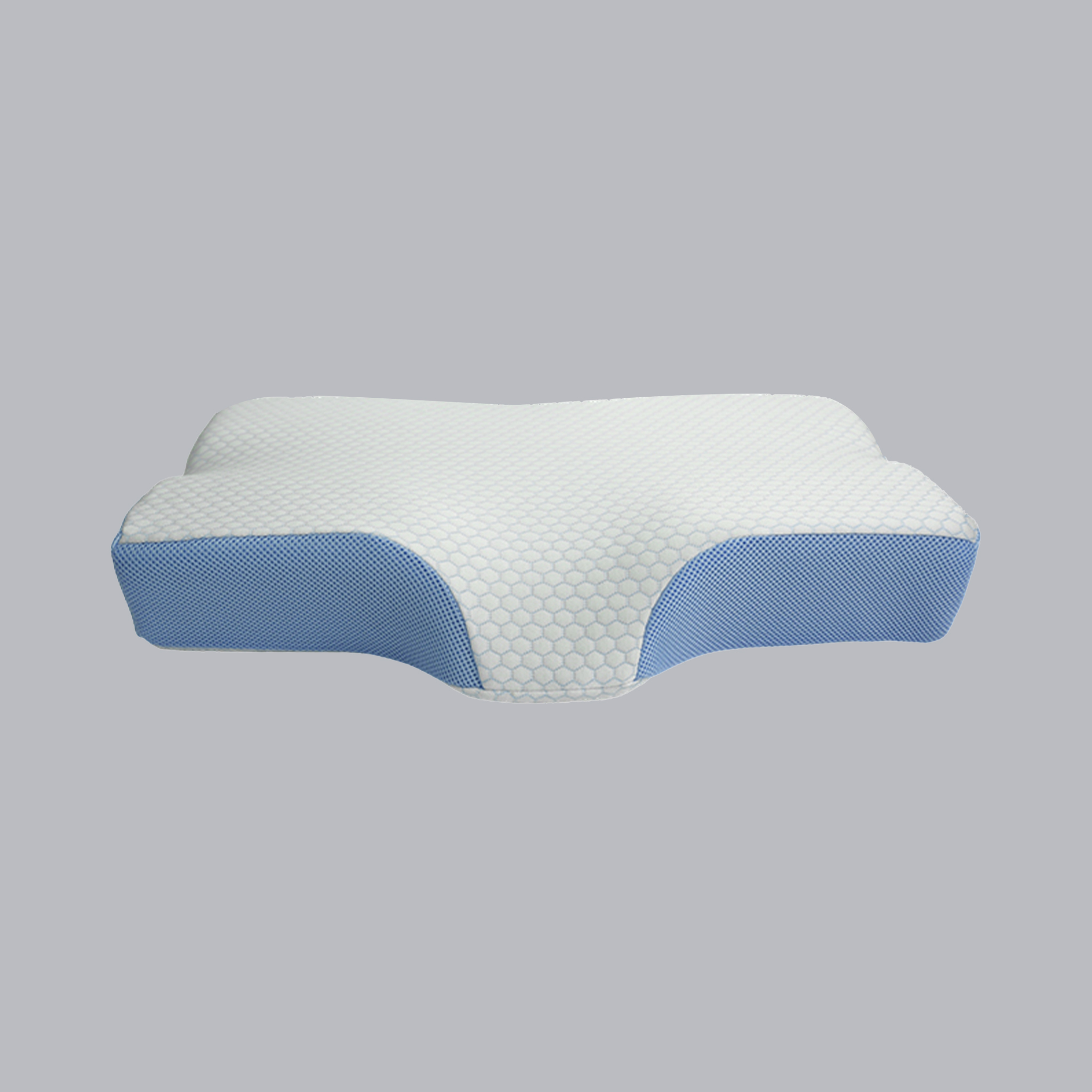 S-formad kombinerad med bågformad vit honeycomb texturerad nackkudde